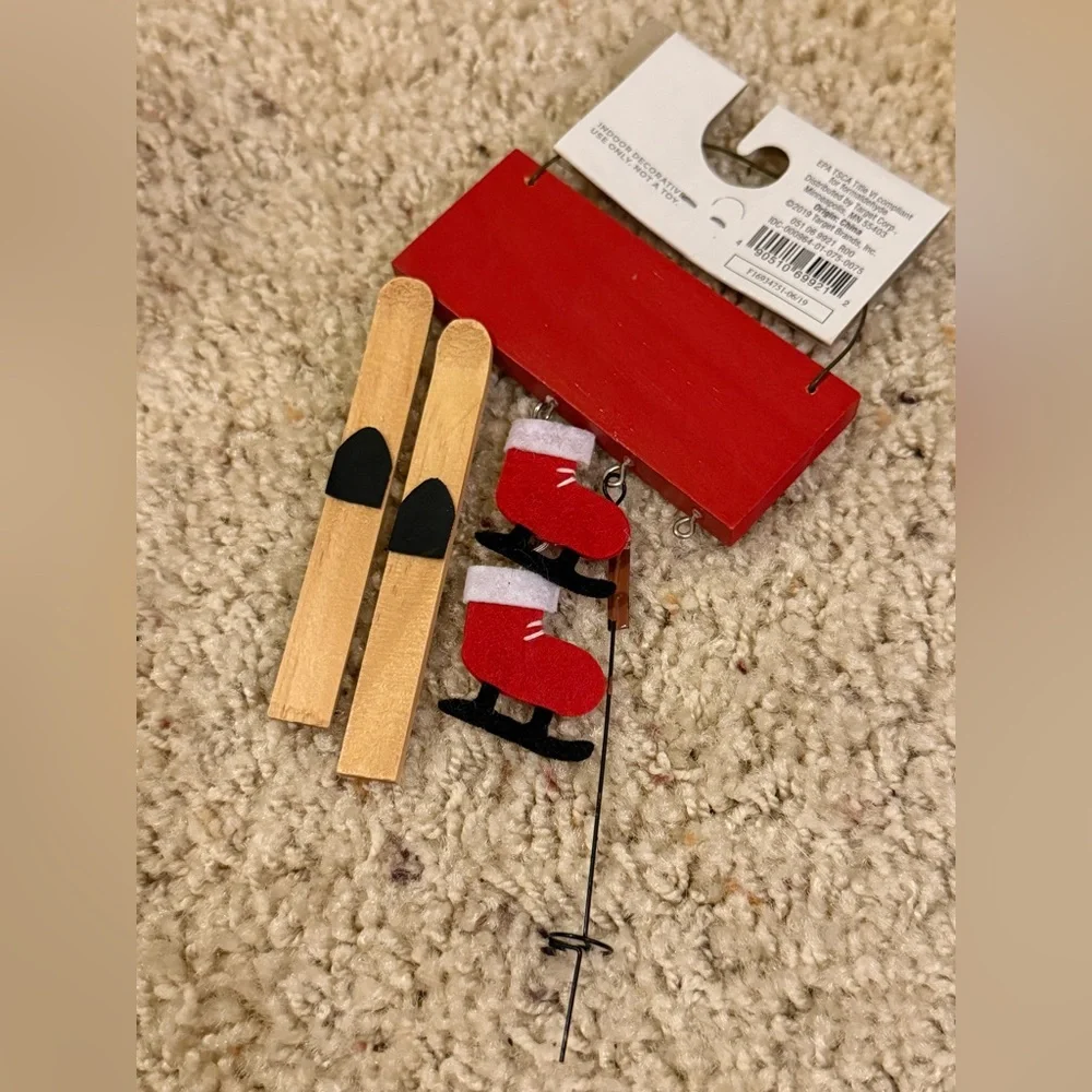Target Red and Black Ski Shop Rentals Ornament missing an item